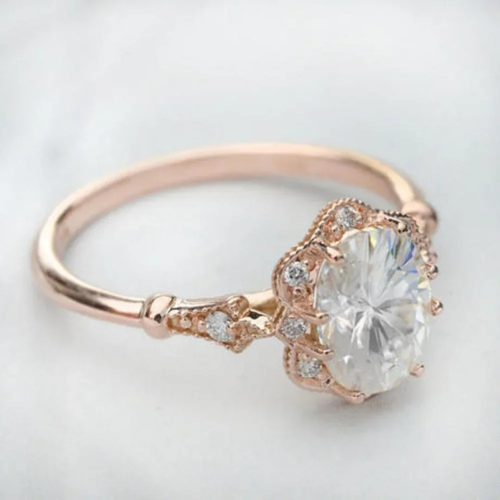 *NEW Rose Gold Eye Catching Vintage Diamond Ring